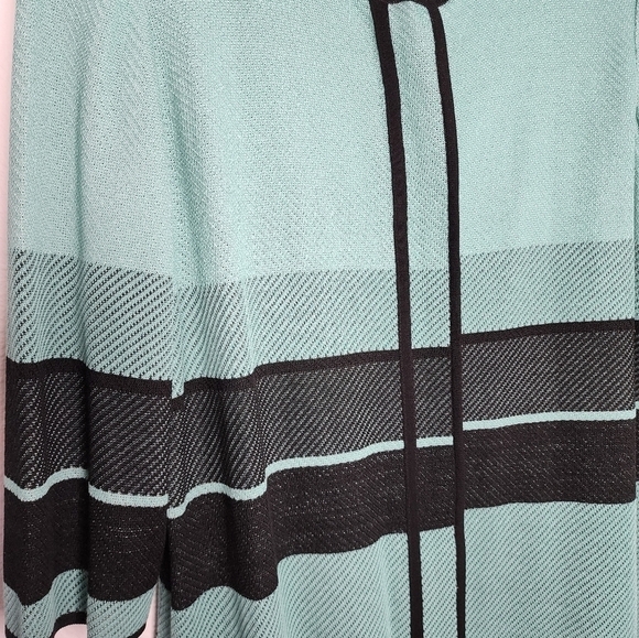 Ming Wang Full Zip Jacket Cardigan 3/4 Sleeves Mature Mint Green Black XL - Picture 2 of 13